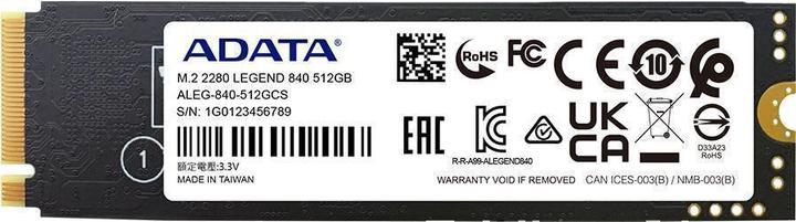 Actual product image Adata Legend 840 (512 GB, M.2 2280)