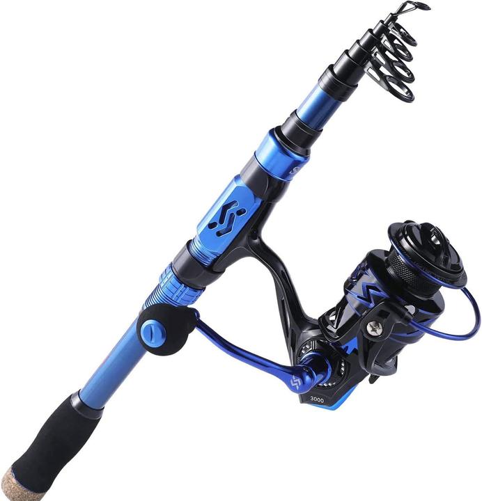 Sougayilang Teleskopische Angelrute mit Spinnrolle-Set (Spinnrute, 180 cm)