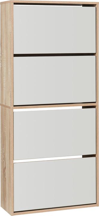 Actual product image En.Casa Schuhkipper Lund mit 4 verspiegelten Klappen Sonoma-Eichenoptik