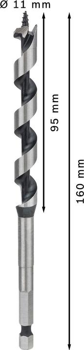 Actual product image Bosch Professional Zubehör PRO Wood Wood auger bit, 11 x 95 x 160 mm (11 mm)