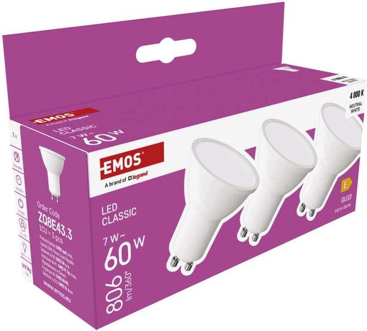 Actual product image Emos Classic (GU10, 7 W, 806 lm, 3 x, E)