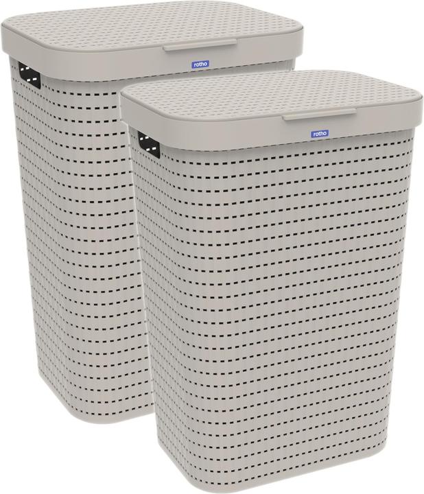 Rotho Lot de 2 collecteurs de linge 55 l COUNTRY (55 l)