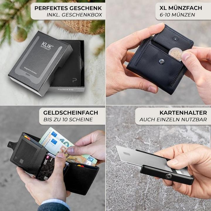 Actual product image Puristo KLIK XL Slim Wallet Carbon 14er