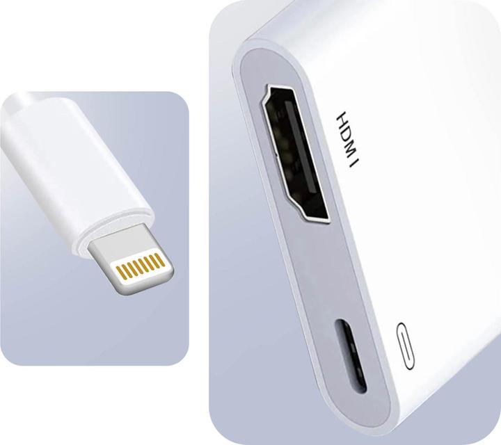 Actual product image Max Excell Lightning to HDMI + USB-C Adapter (Lightning, 1 cm)