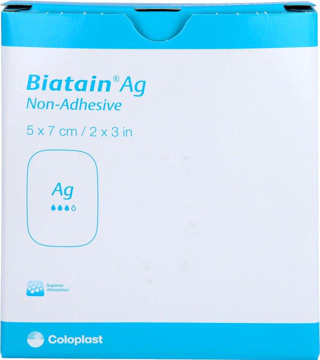Actual product image Coloplast Biatain Ag foam dressing non-adhesive 5x7cm, 5 pcs VER