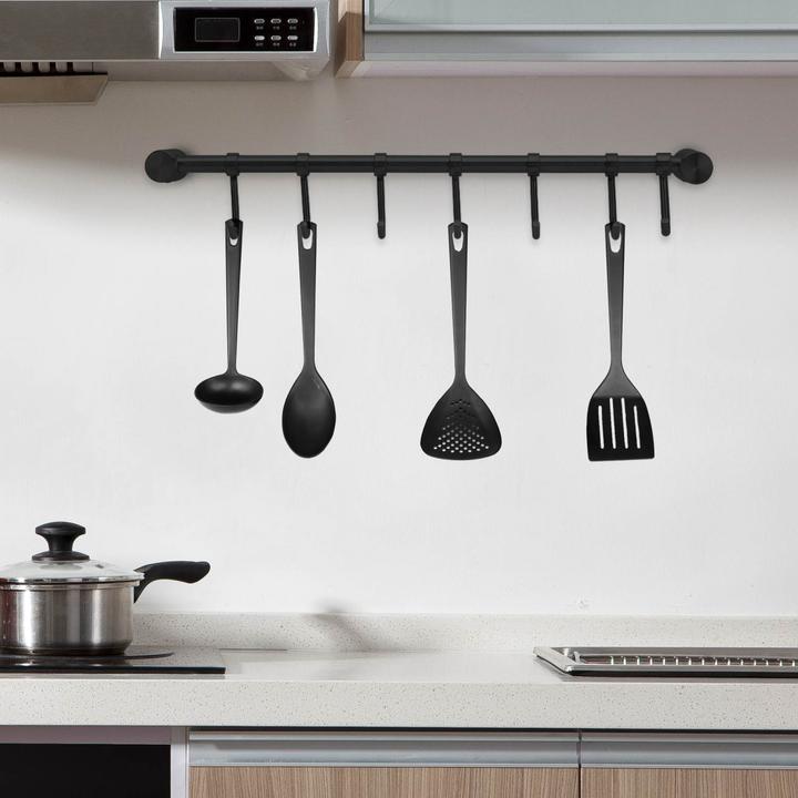 Actual product image Intirilife Stainless steel hanging rail with 7 hooks