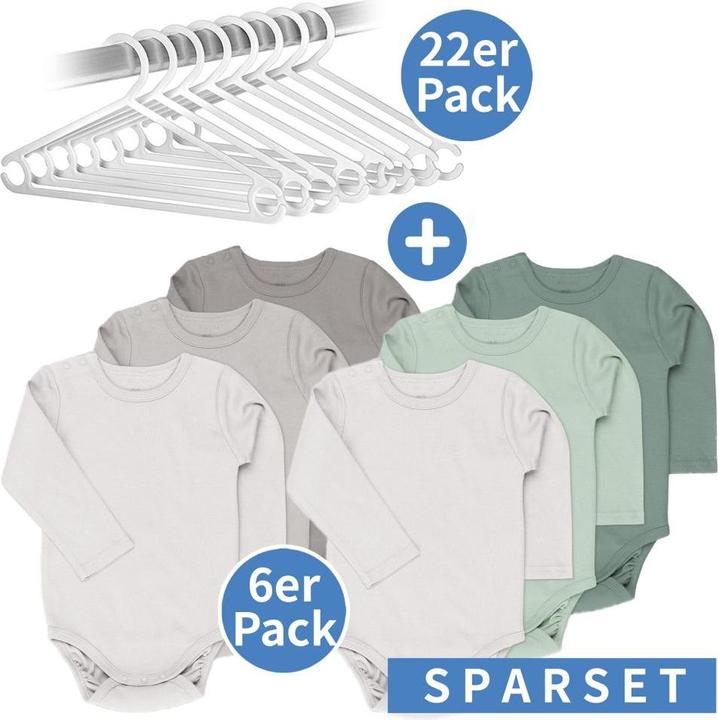 Immagine prodotto La Loona Pagliaccetti e set LaLoona - set di body a maniche lunghe con grucce - grigio salvia (80)