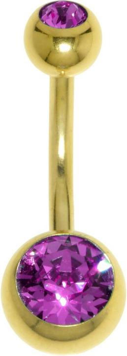 Bijouteria Bauchpiercing (Chirurgenstahl 316L, PVD Beschichtung (goldfarbig), Premium Kristall)