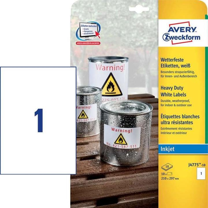 Produktbild Avery wetterfeste und langlebige Inkjet-Etiketten