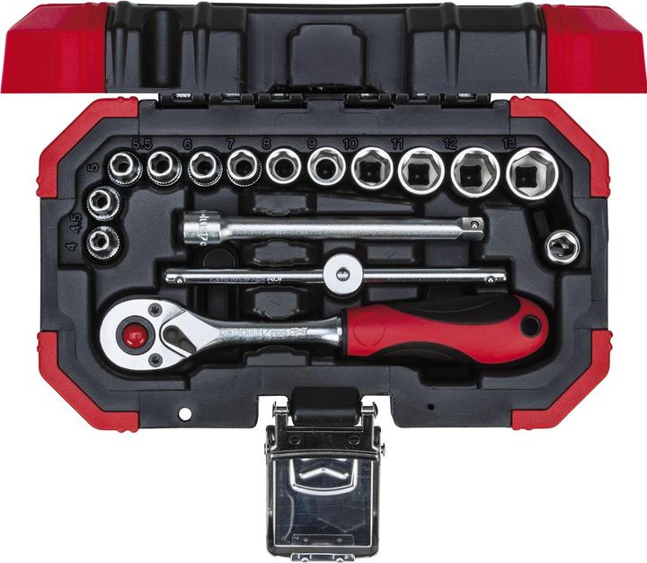 Produktbild Gedore Red red Steckschlüsselsatz, 16-teilig, Mit Umschaltknarre, Ratsche, Steckschlüssel, 1/4"