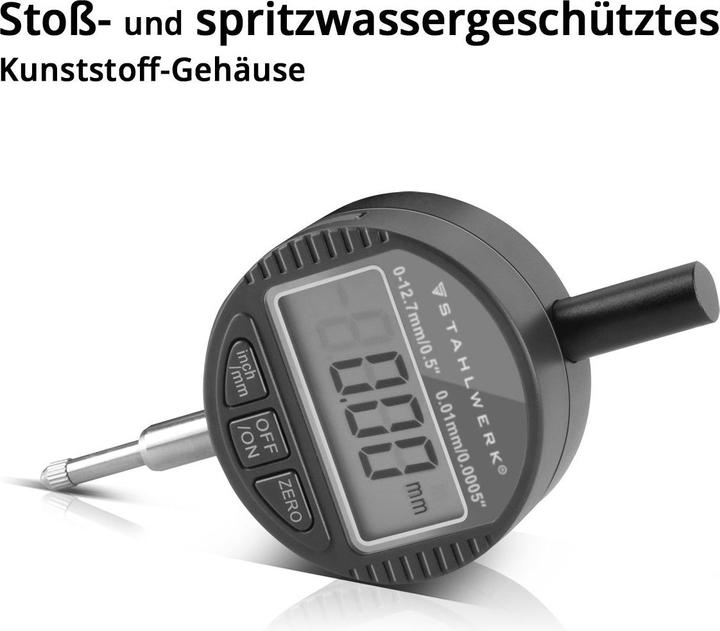 Produktbild Stahlwerk Digitale Messuhr mit 0-12,7 mm (0,5") Messbereich Millimeter und Zoll (1.27 cm)