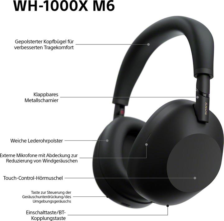 Image du produit Sony WH-1000XM6 (ANC, 30 h, Sans fil, Filaire)