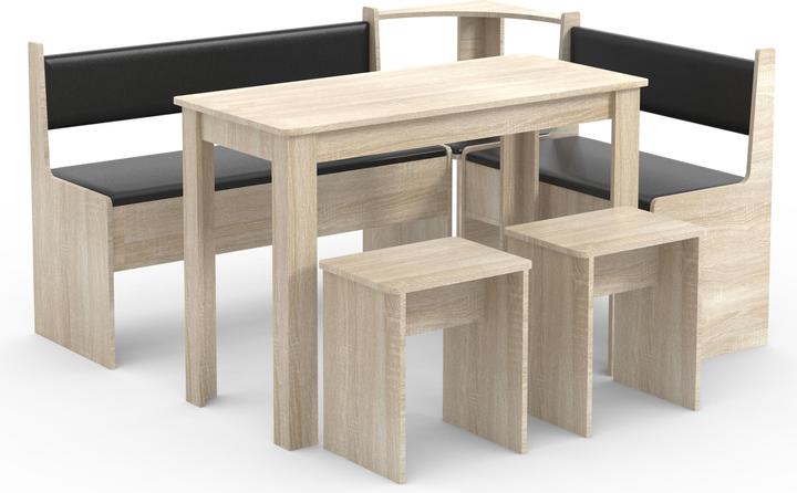 Produktbild VCM Eckbankgruppe Sitzgruppe Küchensitzgruppe Bank Tisch Hocker Esal Maxi (153 x 153 x 80 cm)