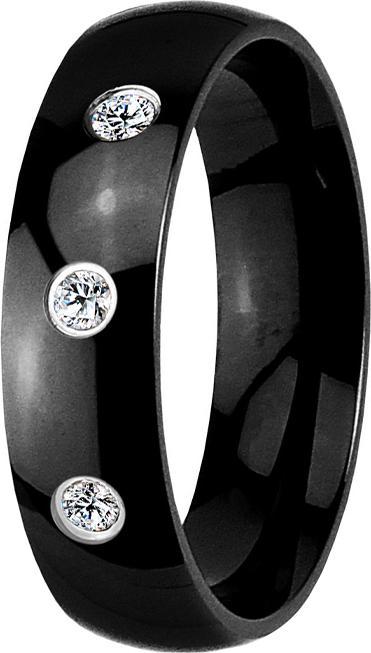 Star Piercing Ring schwarz mit drei Kristallen (ohne Messing, Chirurgenstahl 316L)