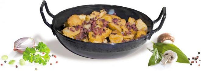 Actual product image Krüger Serving pan with wooden plate (20 cm, Enamel)