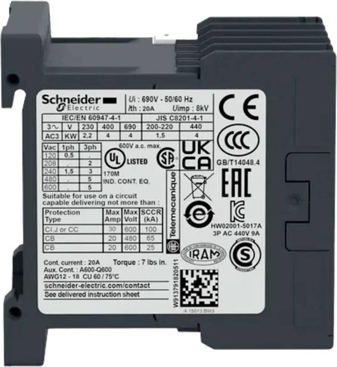 Image du produit Schneider Electric Contacteur de puissance 230VAC 4kW 9A