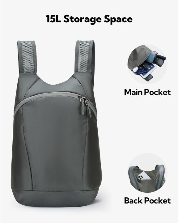 Produktbild Only-Bags.Store Ultraleichter faltbarer Rucksack : Kleiner verpackbarer Wanderrucksack Leichter dünner Rucksack (15 l)