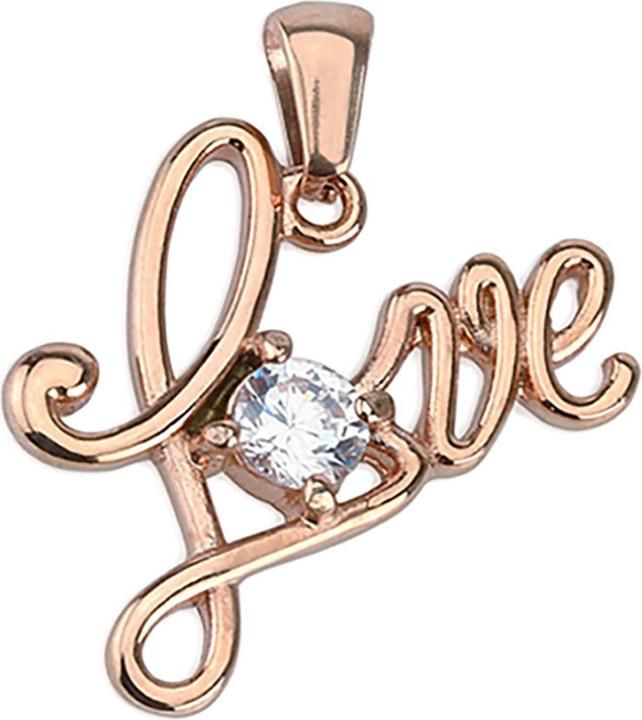 Star Piercing Anhänger rosegold Love mit Kristall (Chirurgenstahl 316L)