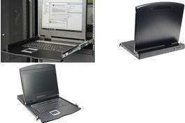 Actual product image Digitus modular console with 483cm 19inch TFT 8 port KVM & touchpad German keyboard RAL 9005 -...