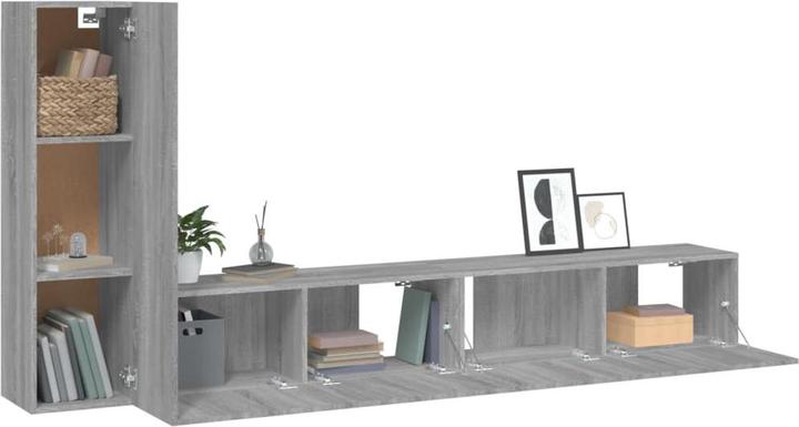 Actual product image VidaXL 3-tlg. TV-Schrank-Set Grau Sonoma Holzwerkstoff,Farbe: Grau (100 x 30 x 30 cm)
