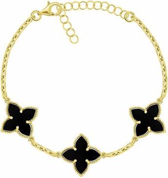 Brilio Silver - Charming gold-plated flower bracelet BRC192YBC