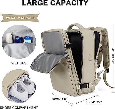 Immagine prodotto Only-Bags.Store Borsa da cabina per EasyJet 45x36x20 Zaino da viaggio Ryanair con porta USB Zaino da aereo