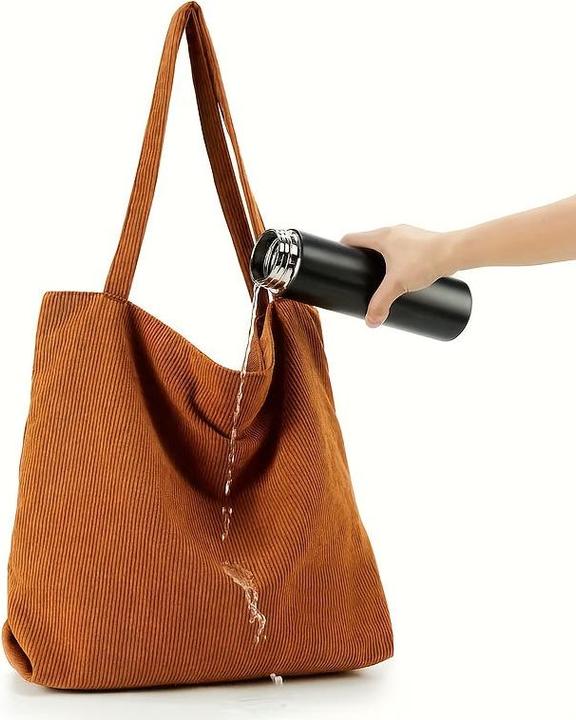 Immagine prodotto Only-Bags.Store Borsa a tracolla in velluto a coste, tote bag monocromatica minimalista, borsetta portaoggetti in