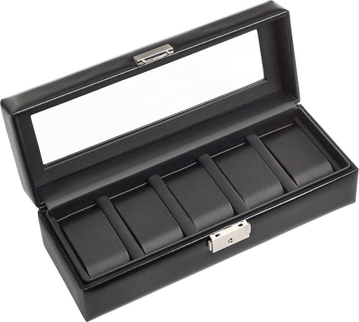 Immagine prodotto Sacher 1115.0104N04 - Custodia per 5 orologi nera esclusiva in pelle nera