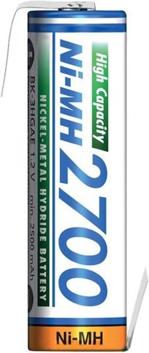 Immagine prodotto Panasonic Akku Mignon AA NiMH, BK-3HGAE mit Lötfahne in Z-Form (1 pz., AA, 2700 mAh)
