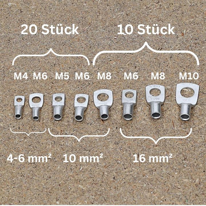 Actual product image Kalitec 120 crimp connector range box box tubular cable lug set uninsulated 4-16mm² I Industrial quality