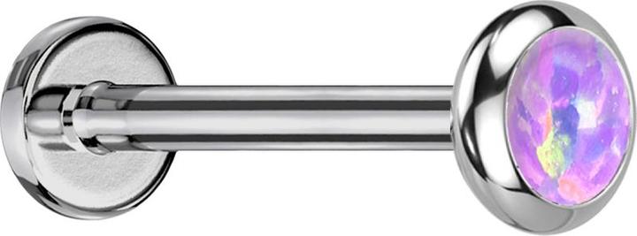 Immagine prodotto Star Piercing Micro Labret filo interno argento disco arrotondato argento opale viola (Titanio G23, senza ottone)