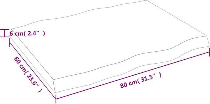 Produktbild VidaXL Tischplatte 80x60x6 cm Massivholz Eiche Behandelt (80 x 60 x 6 cm)