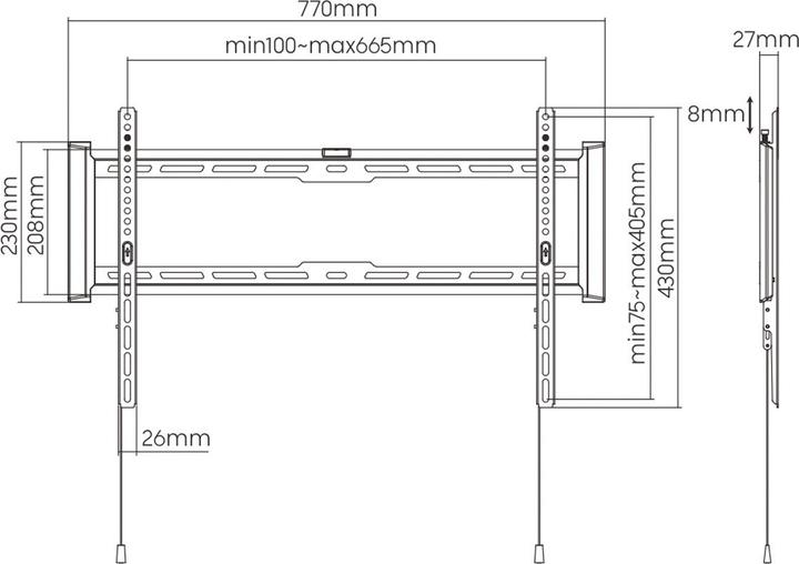 Actual product image Value TV wall bracket, 27 mm wall distance (Wall, 80", 75 kg)