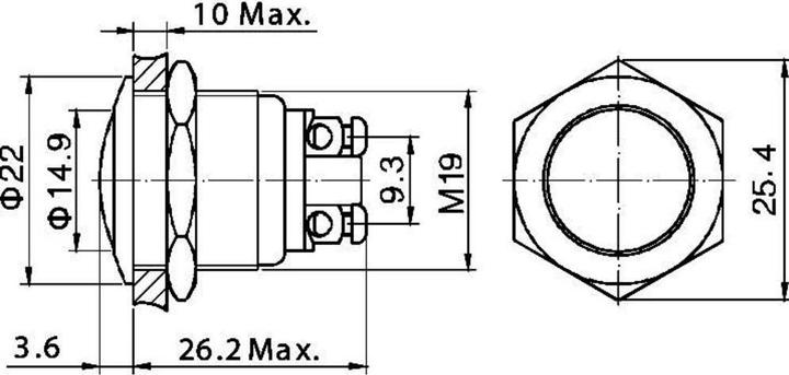 Produktbild Tru Components 701262 GQ 19B-G Vandalismusgeschützter Drucktaster 48 V/DC 2 A 1