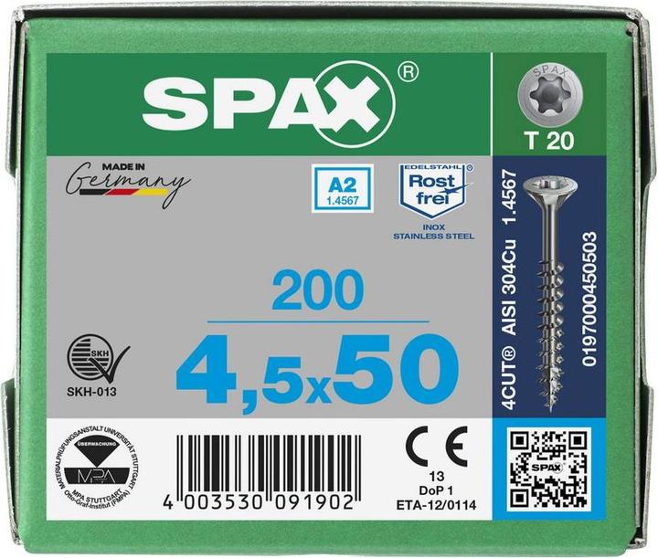 Produktbild Spax Spanplattenschrauben A2 (200 Schrauben pro Stück)