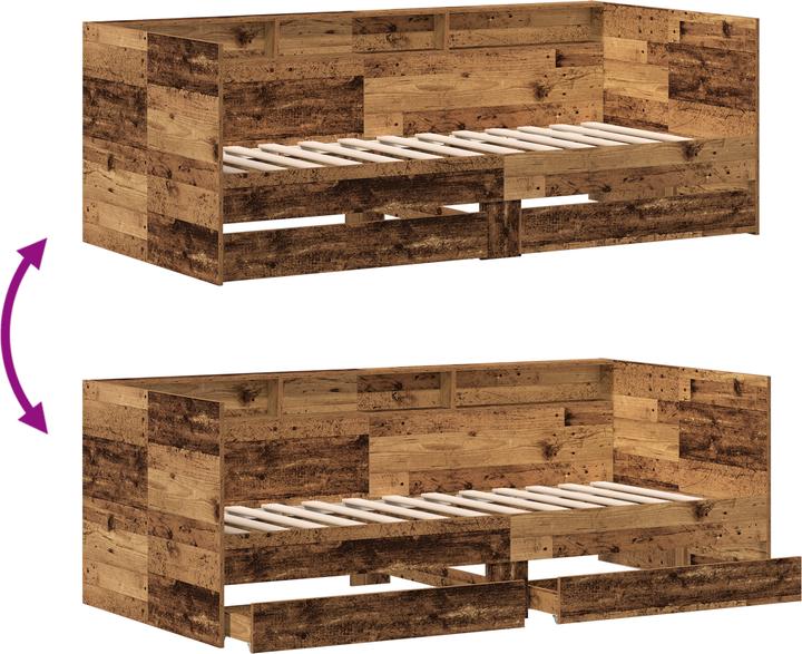 Produktbild VidaXL Bettcouch mit Schublade Altholz Teilenholz 75 x 190 cm Langlebig (90 x 190 cm)