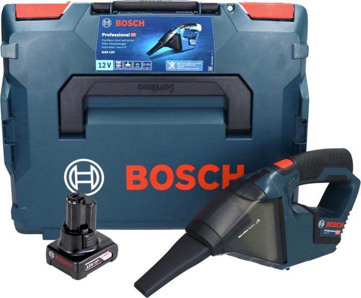 Immagine prodotto Bosch Hausgeräte Bosch GAS 12V Professional Aspiratore a batteria in valigetta L-Boxx + 1x Batteria GBA 12 V 6,0 Ah ​