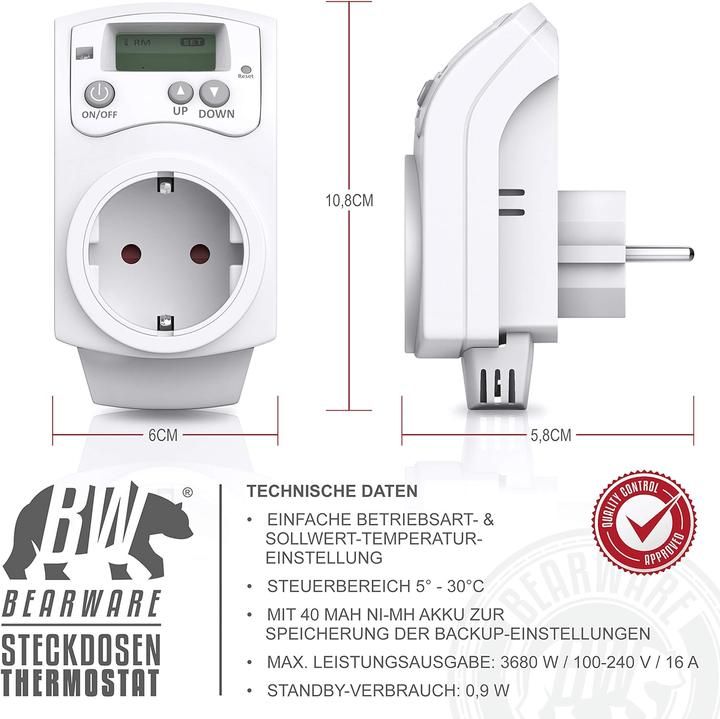 Actual product image CSL Socket thermostat, white