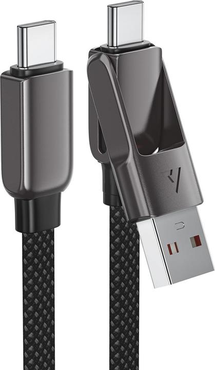 Actual product image Acefast C13-04 USB-C - USB-A / USB-C Cable 480Mb/s 3A 1.2m - Black (1.20 m, USB 3.2 Gen 1)
