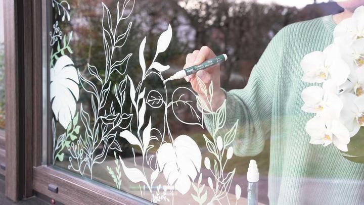 Produktbild Kreul Kreidemarker Chalky, Medium, 4er-Set Fensterdeko (Cozy Red, Rosemary Green, Snow White, nordic blue, 4 mm, 4 x)