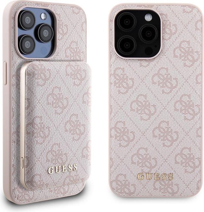 Produktbild Guess Zestaw GUBPM5P15X4GEMGP iPhone 15 Pro Max 6.7" hardcase + Powerbank 5000mAh MagSafe różowy/pin (Apple iPhone 15 Pro Max)