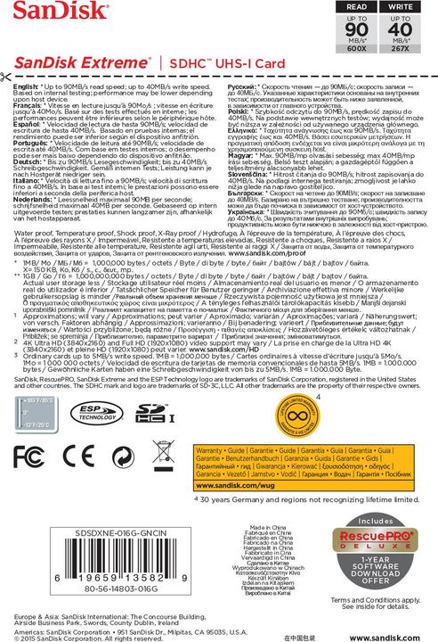 Image du produit SanDisk Extrême (16 Go, SDHC, U3, UHS-I)