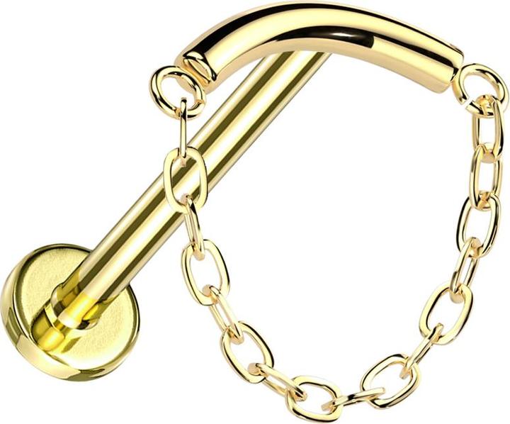 Actual product image Star Piercing Micro Threadless Labret vergoldet stange vergoldet Anhänger Kette (without brass, Titanium G23)