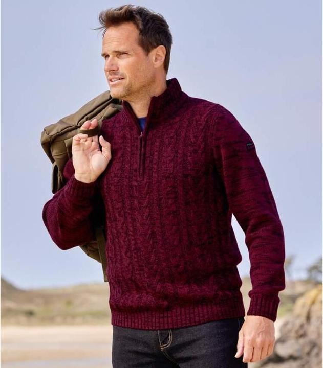 Atlas For Men Strickpullover mit TroyerKragen und Zopfmuster (XL)