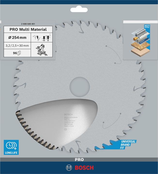 Produktbild Bosch Professional Zubehör PRO Multi Material Kreissägeblatt, 254 x 3,2 x 30 mm