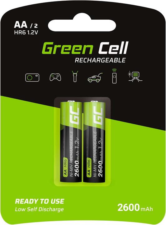 GreenCell GR05 - Wiederaufladbarer Akku - AA - Nickel-Metallhydrid (NiMH) - 1,2 V - 2 Stüc (2 Stk., AA, 2600 mAh)
