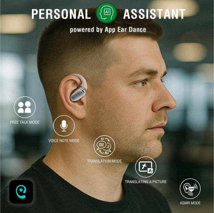 Productafbeelding 4smarts Open-Ear Bluetooth Kopfhörer SkyBuds AI Screen, Beige (Geen ruisonderdrukking, 4 h, Draadloze)