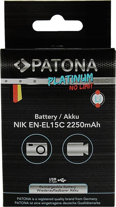 Image du produit Patona Platinum Batterie Nikon ENEL15C USB-C (Batterie de l'appareil photo)