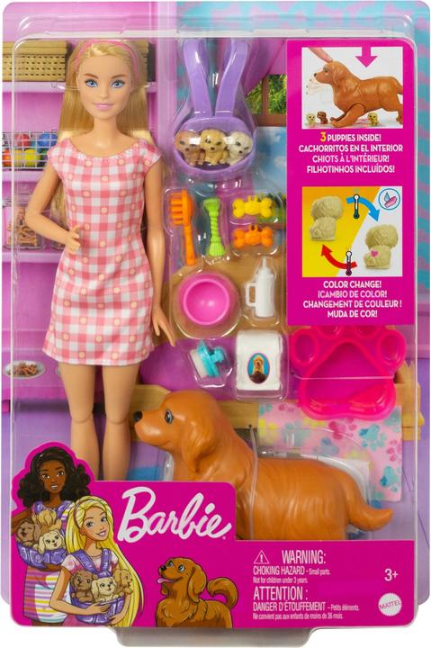 Actual product image Barbie Doll with dog and puppies