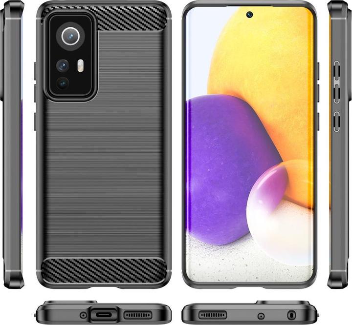 Actual product image Cover-Discount Xiaomi 12 - metal carbon look hull black (Xiaomi 12, Xiaomi 12X)